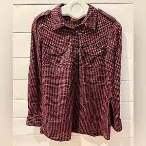 Tory Burch Blouse – Red Geometric Print – Size 10